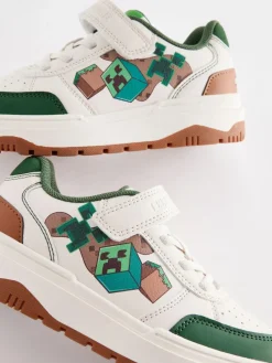 Next Neutral Minecraft Touch Close Elastic Lace Trainers^BOY Sneakers