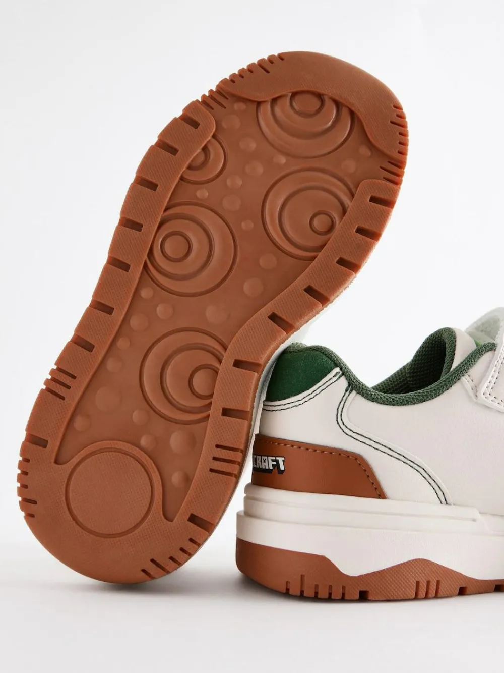 Next Neutral Minecraft Touch Close Elastic Lace Trainers^BOY Sneakers