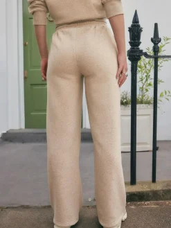 New Next Essential Wide Leg Jersey Joggers Neutral Neppy Textured