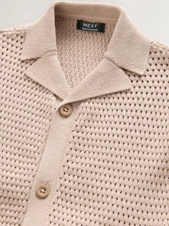 Next Textured Revere Collar Short Sleeve Knitted Polo Shirt (3mths-7yrs)^BOY Knitwear|Knitwear