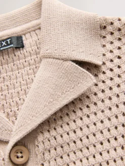 Next Textured Revere Collar Short Sleeve Knitted Polo Shirt (3mths-7yrs)^BOY Knitwear|Knitwear