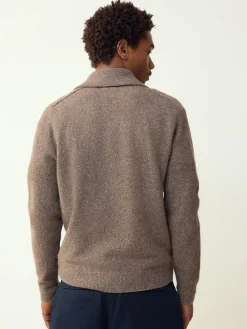Discount Next Quarter Zip Neck Jumper with Wool Neutral