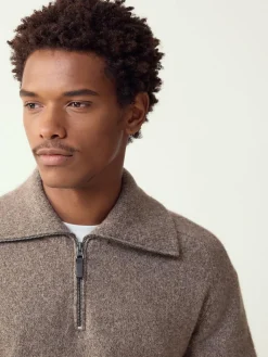 Discount Next Quarter Zip Neck Jumper with Wool Neutral