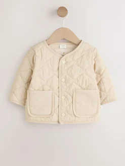 New Next Neutral Quilted Popper Baby Jacket