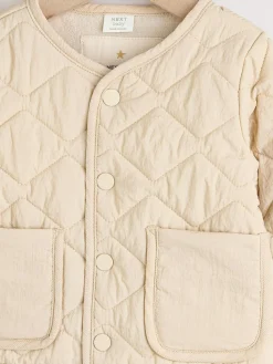 New Next Neutral Quilted Popper Baby Jacket