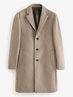 Hot Next Regular Fit Epsom Overcoat with Wool Neutral