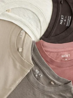 Outlet Next Regular Fit Regular Fit Long Sleeve 100% Cotton T-Shirts 5 Pack Neutral