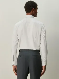 Outlet Next Regular Fit Textured Long Sleeve Formal Shirt with Trim Neutral