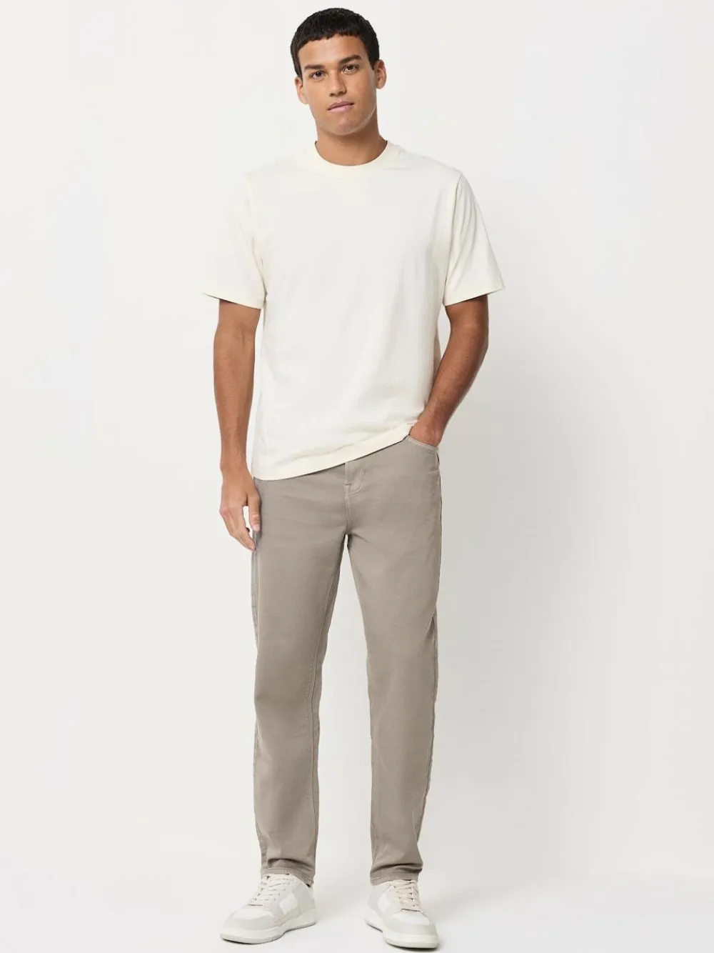 Best Next Regular Tapered Fit Comfort Stretch Jeans Neutral