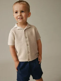 Next Revere Collar Short Sleeve Knitted Polo Shirt (3mths-7yrs)^BOY Knitwear|Knitwear