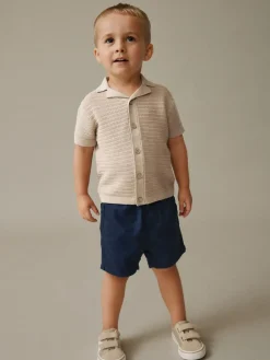 Next Revere Collar Short Sleeve Knitted Polo Shirt (3mths-7yrs)^BOY Knitwear|Knitwear