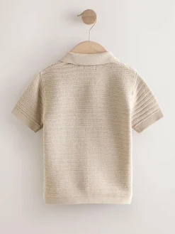 Next Revere Collar Short Sleeve Knitted Polo Shirt (3mths-7yrs)^BOY Knitwear|Knitwear