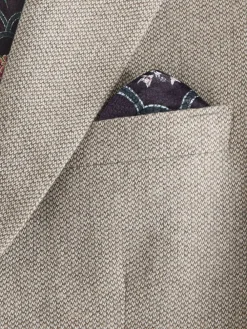 Sale Next Neutral Slim Fit Nova Fides Italian Wool Blend Trimmed Textured Suit Jacket