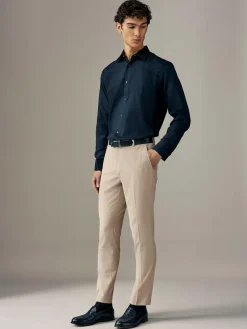 Next Neutral Slim Fit Stretch Smart Trousers