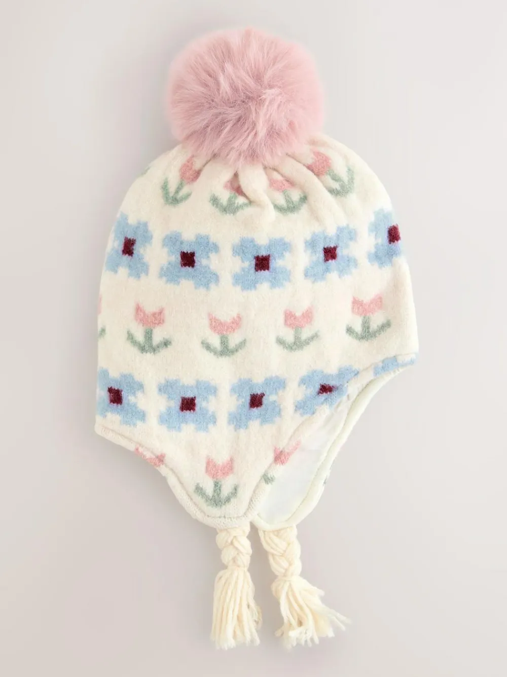 Next Neutral Stampy Flower Trapper Hat (3mths-13yrs)^ Hats|Hats, Gloves & Scarves