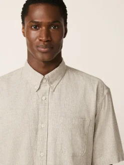 Next Standard Collar Cotton Linen Blend Short Sleeve Shirt^ Shirts