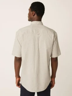Next Standard Collar Cotton Linen Blend Short Sleeve Shirt^ Shirts