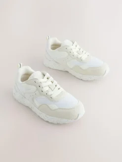 Best Next Standard Fit (F) Lace-Up Colourblock Trainers Neutral