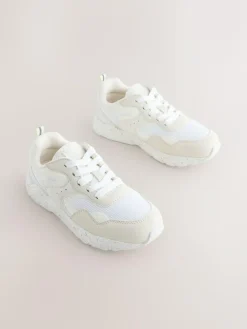 Best Next Standard Fit (F) Lace-Up Colourblock Trainers Neutral