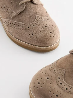 Discount Next Standard Fit (F) Smart Leather Brogue Shoes Neutral