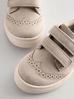 Hot Next Standard Fit (F) Touch Fastening Brogue Shoes Neutral