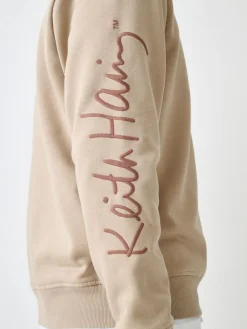 Next Neutral Stone Keith Haring Licence Graphic Print Quarter Zip Neck Sweatshirt^ Sweatshirts & Hoodies|Sweatshirts & Hoodies