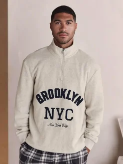 Outlet Next Thermal Fleece Half Zip Neutral Stone