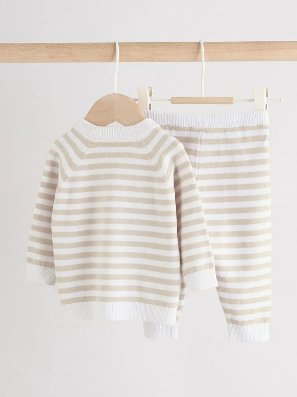 Outlet Next Neutral Stripe Knitted Top and Leggings Baby Set (0mths-2yrs)