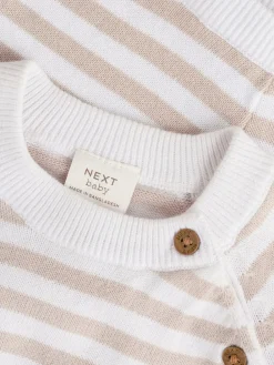 Outlet Next Neutral Stripe Knitted Top and Leggings Baby Set (0mths-2yrs)