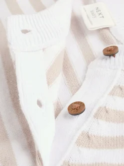 Outlet Next Neutral Stripe Knitted Top and Leggings Baby Set (0mths-2yrs)