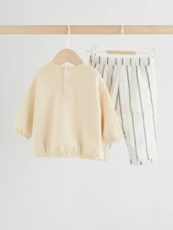 Next Neutral Stripe Sweat Top and Trousers Baby Set (0mths-2yrs)^BOY Sets & Outfits|Sweatshirts & Hoodies