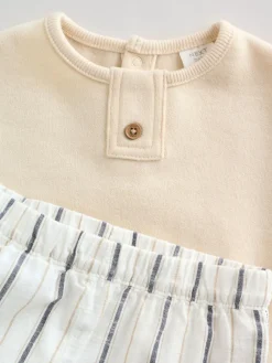 Next Neutral Stripe Sweat Top and Trousers Baby Set (0mths-2yrs)^BOY Sets & Outfits|Sweatshirts & Hoodies