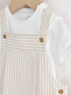 Next Woven Dungaree and Bodysuit Baby Set (0mths-2yrs)^BOY Rompers & Overalls|Sets & Outfits