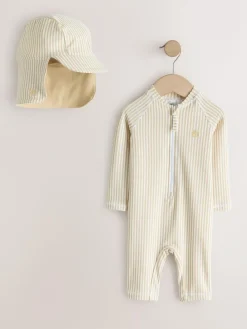 Next Striped Sunsafe Swimsuit and Hat Set (3mths-7yrs)^BOY Swimwear|Swimwear