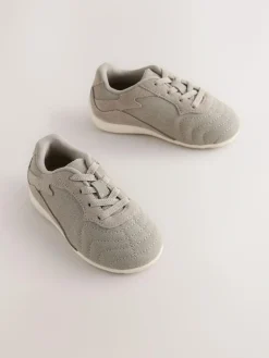 Hot Next Neutral Suede Elastic Lace Trainers
