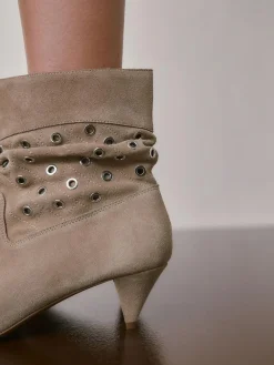 New Next Neutral Suede Forever Comfort® Eyelet Embellished Ankle Boots