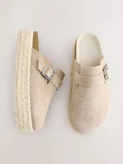 Sale Next Neutral Suede Round Toe Espadrille Chunky Clogs