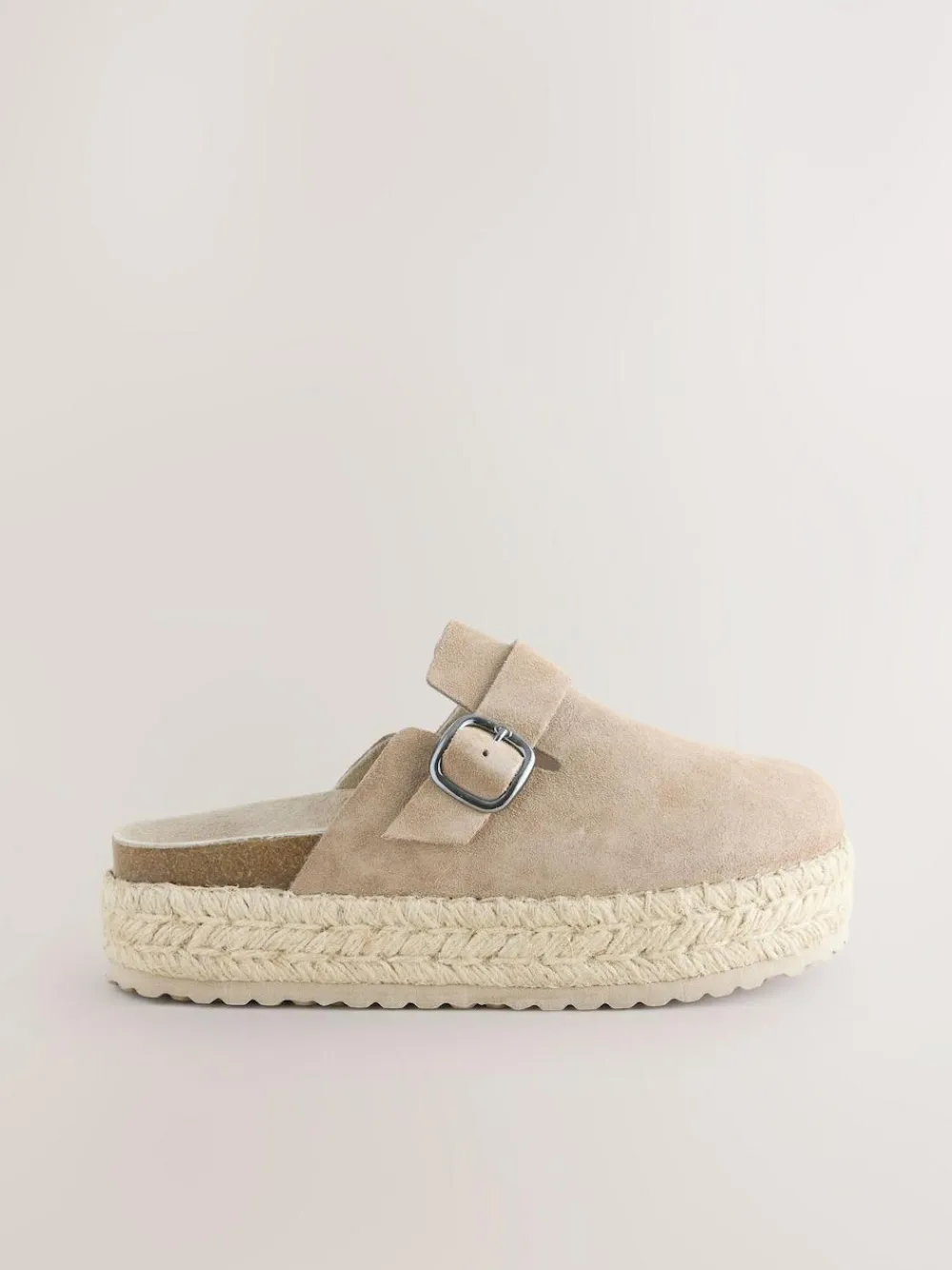 Sale Next Neutral Suede Round Toe Espadrille Chunky Clogs