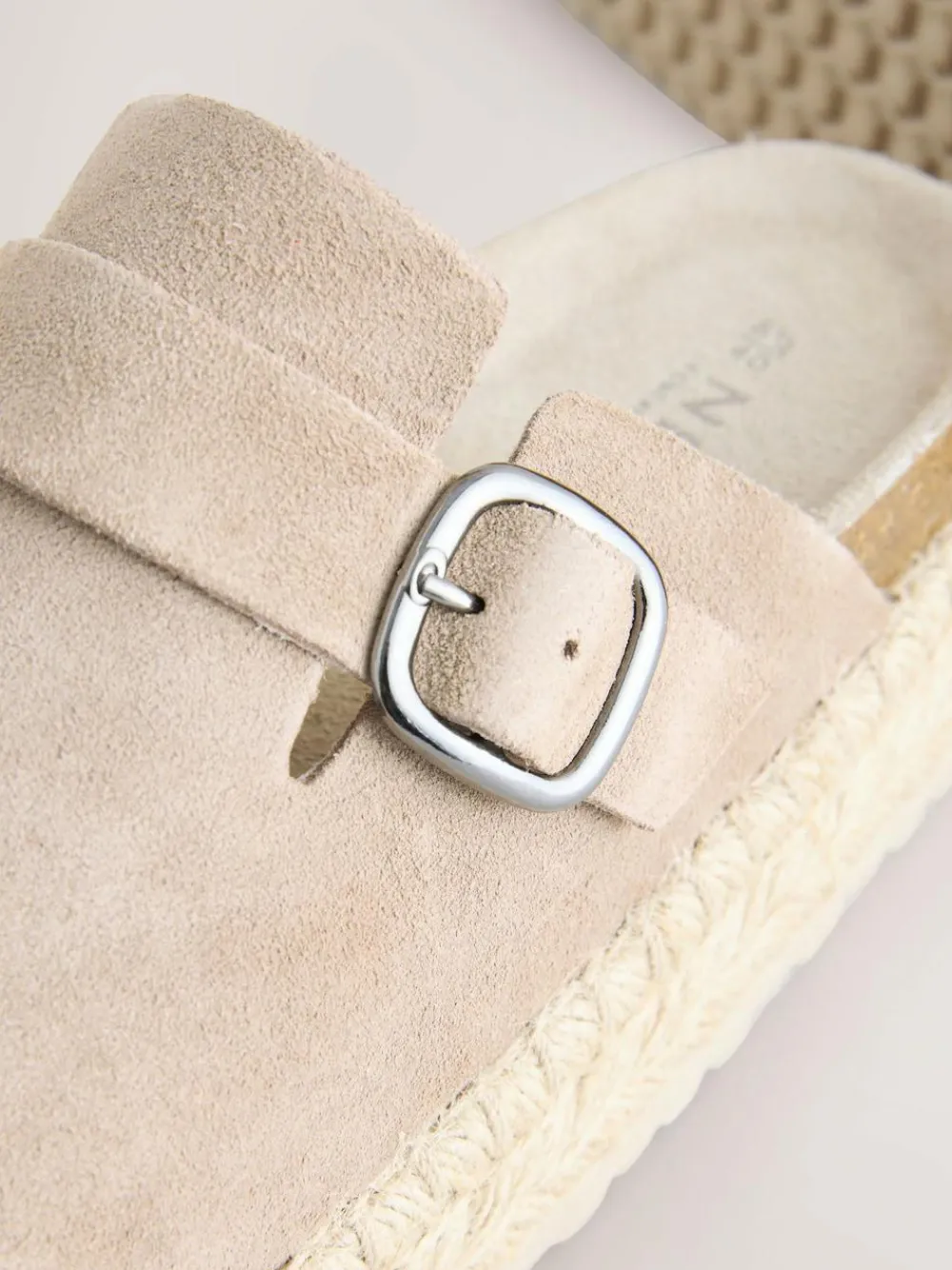 Sale Next Neutral Suede Round Toe Espadrille Chunky Clogs