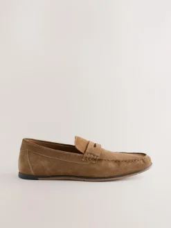 Next Neutral Suede Slim Loafers^ Shoes