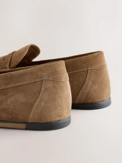 Next Neutral Suede Slim Loafers^ Shoes