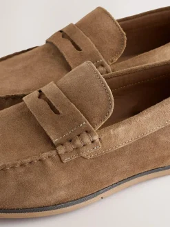 Next Neutral Suede Slim Loafers^ Shoes
