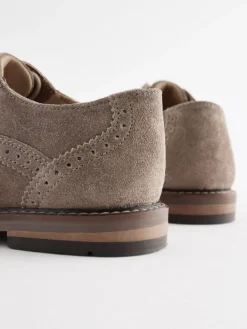 Sale Next Standard Fit (F) Leather Laceup Brogue Shoes Neutral Suede