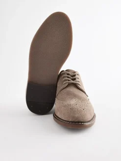 Sale Next Standard Fit (F) Leather Laceup Brogue Shoes Neutral Suede