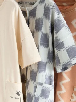 Next Neutral Sunbaked Printed Button Through Jersey Baby Rompers 3 Pack^BOY Sets & Co-Ords|Sets & Co-Ords