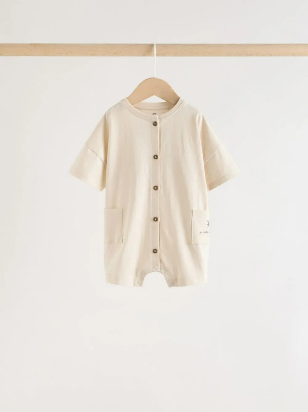 Next Neutral Sunbaked Printed Button Through Jersey Baby Rompers 3 Pack^BOY Sets & Co-Ords|Sets & Co-Ords