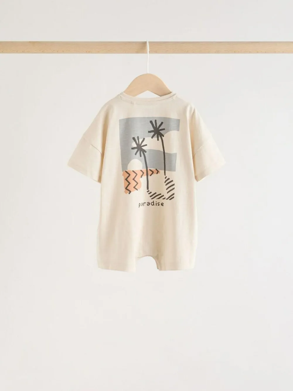 Next Neutral Sunbaked Printed Button Through Jersey Baby Rompers 3 Pack^BOY Sets & Co-Ords|Sets & Co-Ords