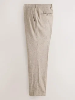 Online Next Tailored Fit Linen Blend Texture Suit Trousers Neutral