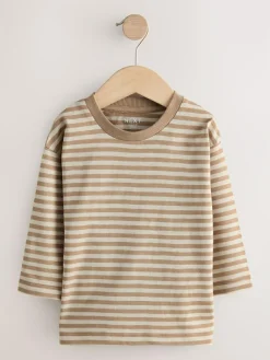 Clearance Next Long Sleeve Animal Print Character T-Shirts 3 Pack (3mths-7yrs) Neutral Tan Hamish