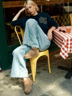 Best Next Extra Wide Fit Water Repellent Faux Fur Ankle Boots Neutral Taupe Suede